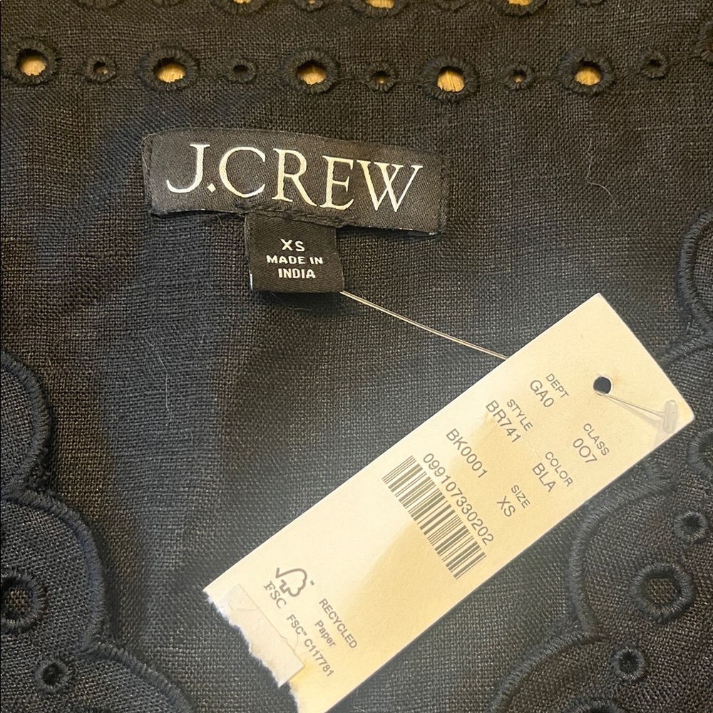J. Crew Bungalow embroidered top in linen xs - Picture 3 of 6